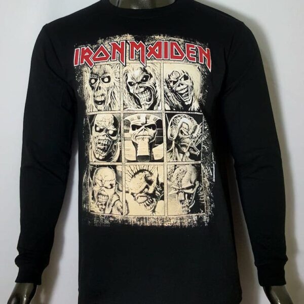 polera manga larga iron maiden collage