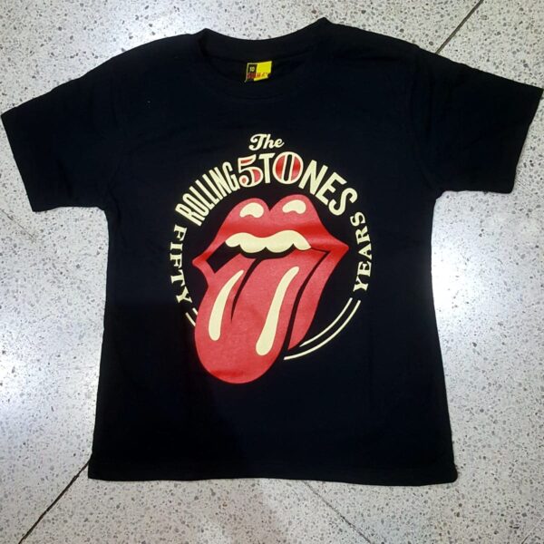 polera manga corta color negro niño the rolling stones