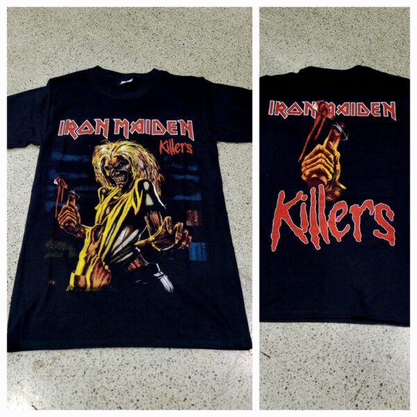 polera manga corta color negro iron maiden killers