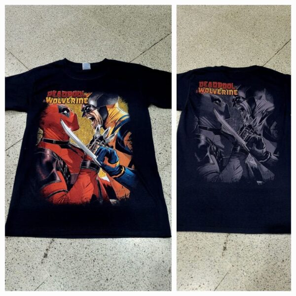 polera manga corta color negro deadpool & wolverine