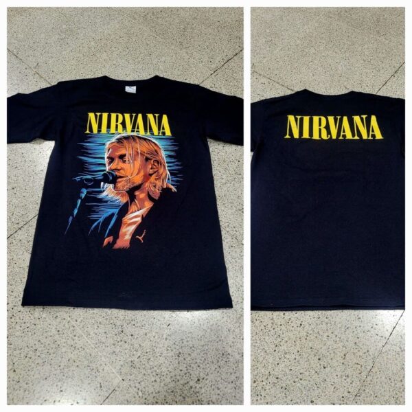 polera manga corta color negro nirvana kurt cobain