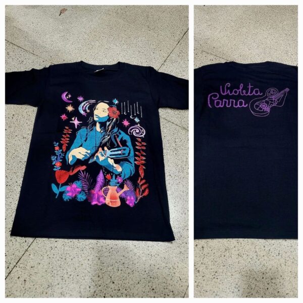 polera manga corta color negro violeta parra